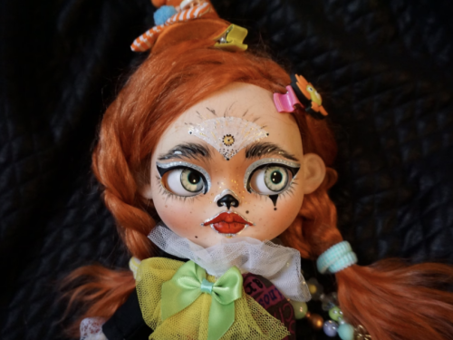 Blythe, blythe doll, Custom Blythe doll, OOAK doll, Customized blythe, art doll, Blythe Custom Dolls, natural mohair hair, blythe clown